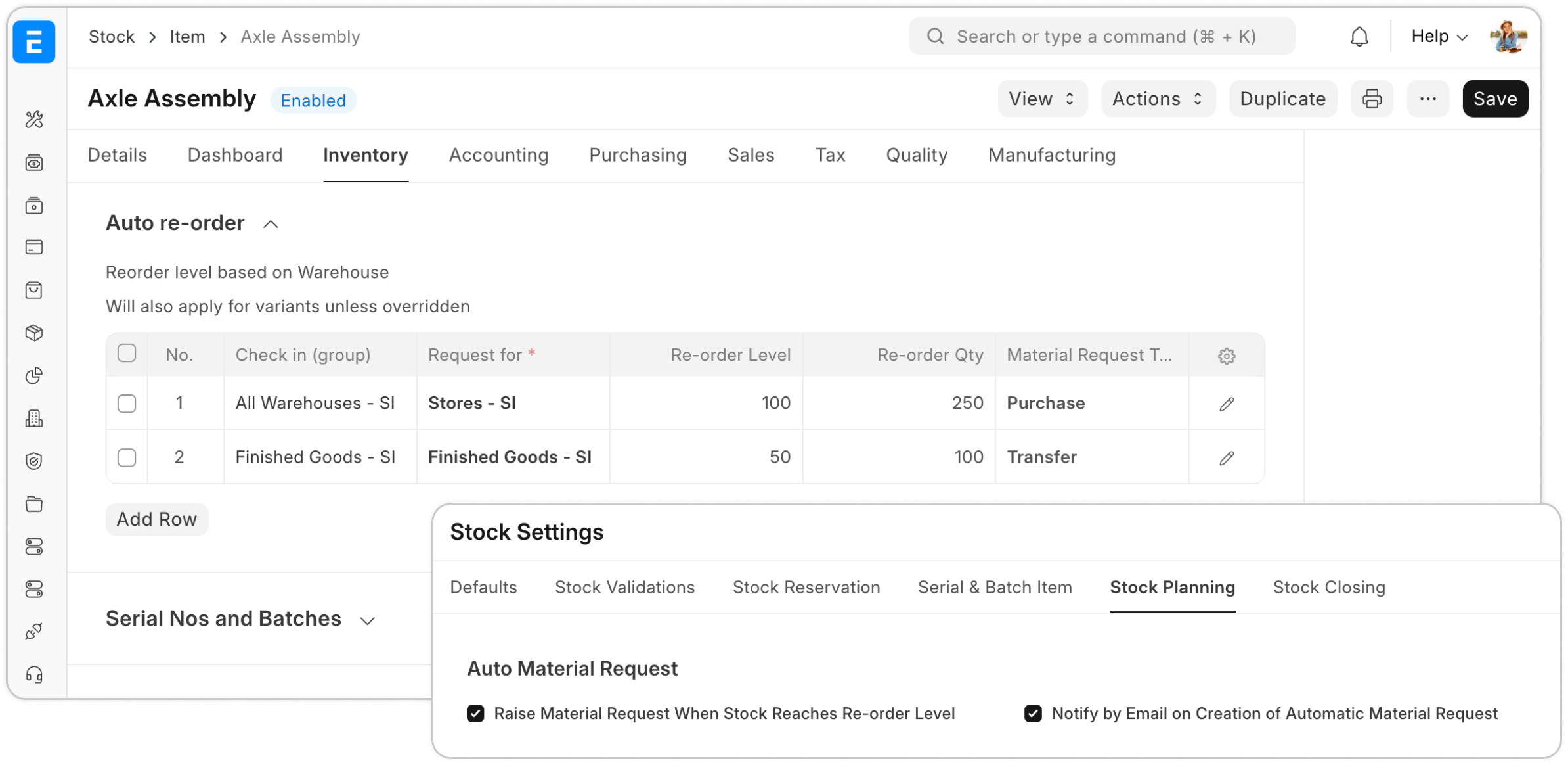 Automatické doplňovanie zásob podľa minimálnych úrovní