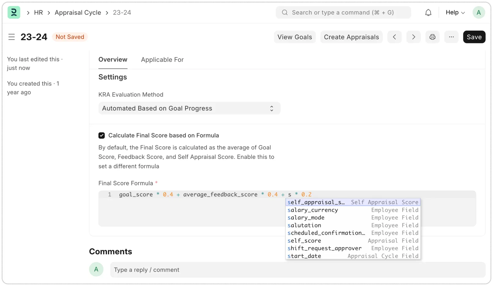 Konfigurácia vzorcov pre výsledné skóre