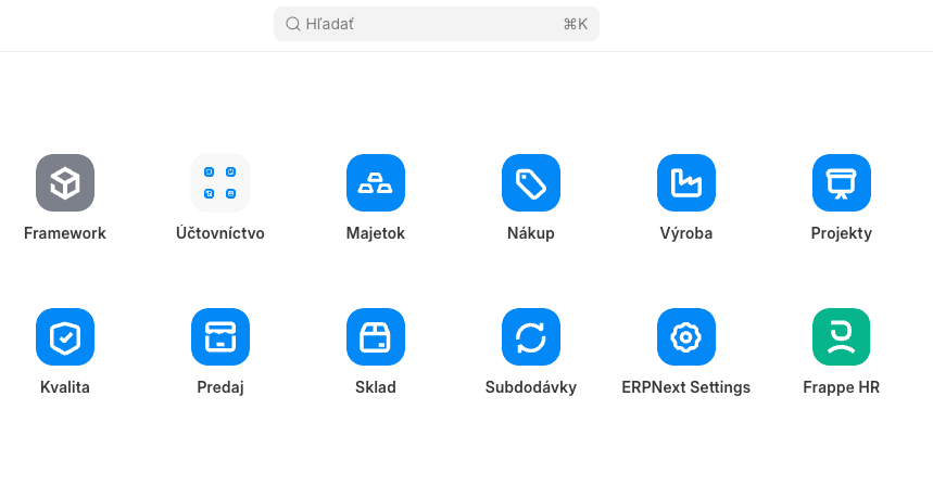 Pracovná plocha ERPNext
