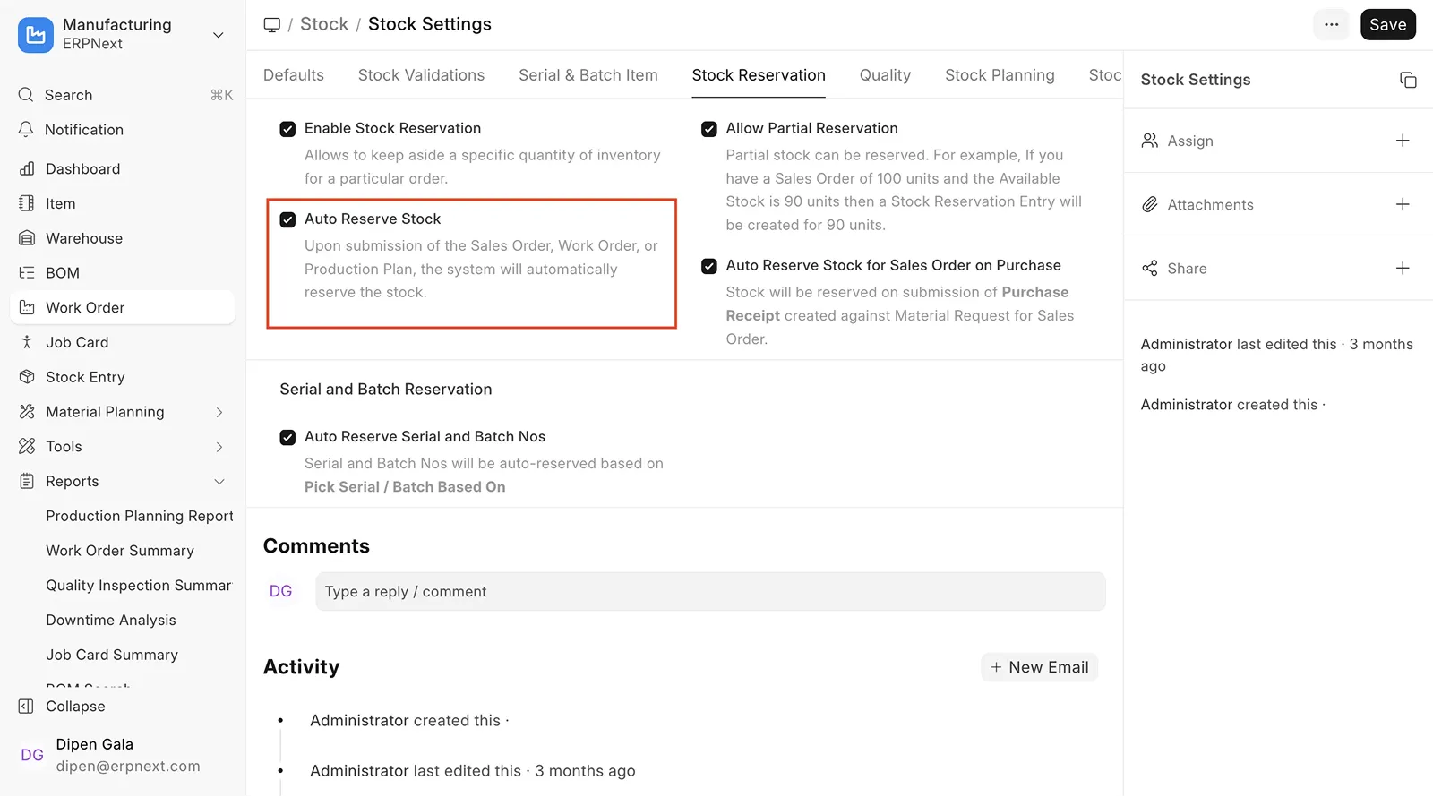 Rezervácia zásob pre výrobný príkaz